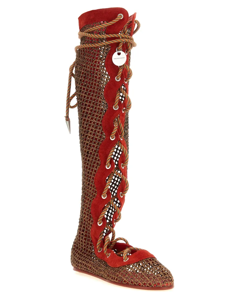 KIKO KOSTADINOV Women's Multicolor Polyester Over The Knee Shoe Red