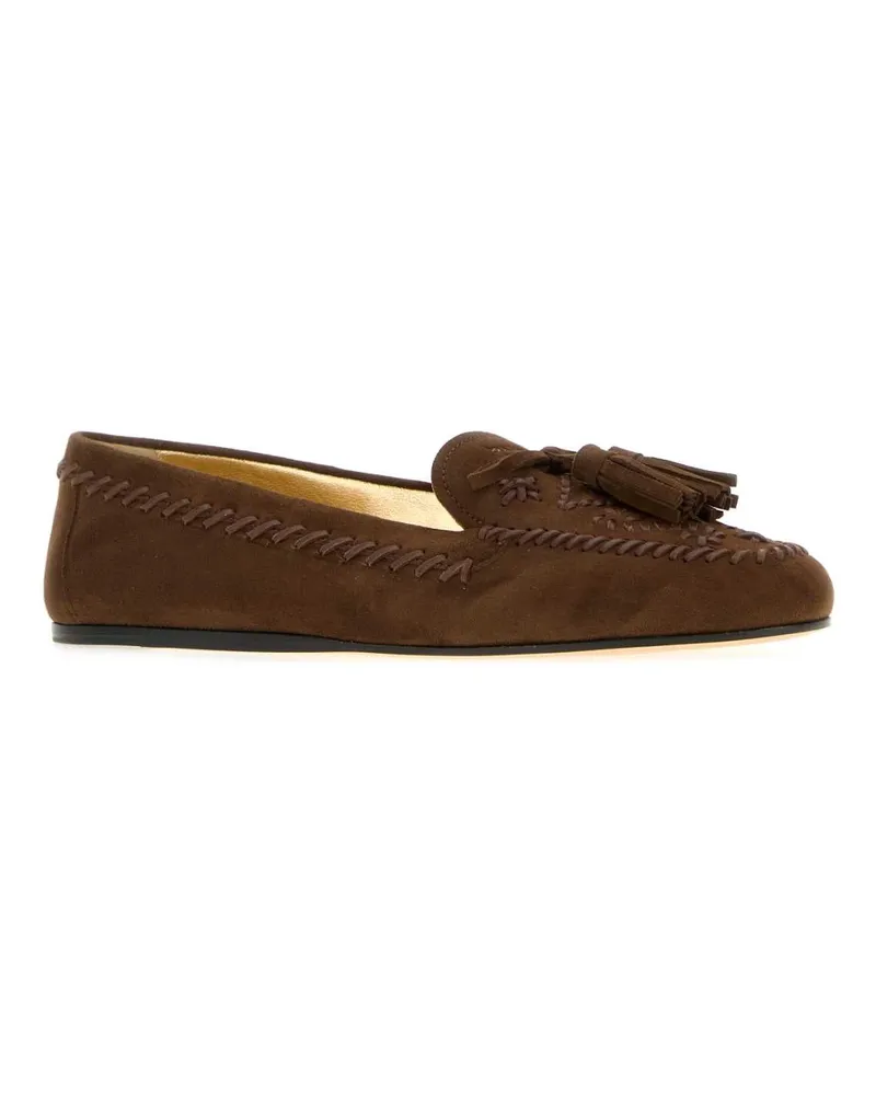 Prada Women's Brown Suede Loafers Cacao Mocassini Brown