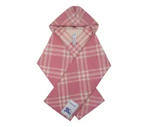Women's Mu Tbar Check Hooded Scarf Pink Wool