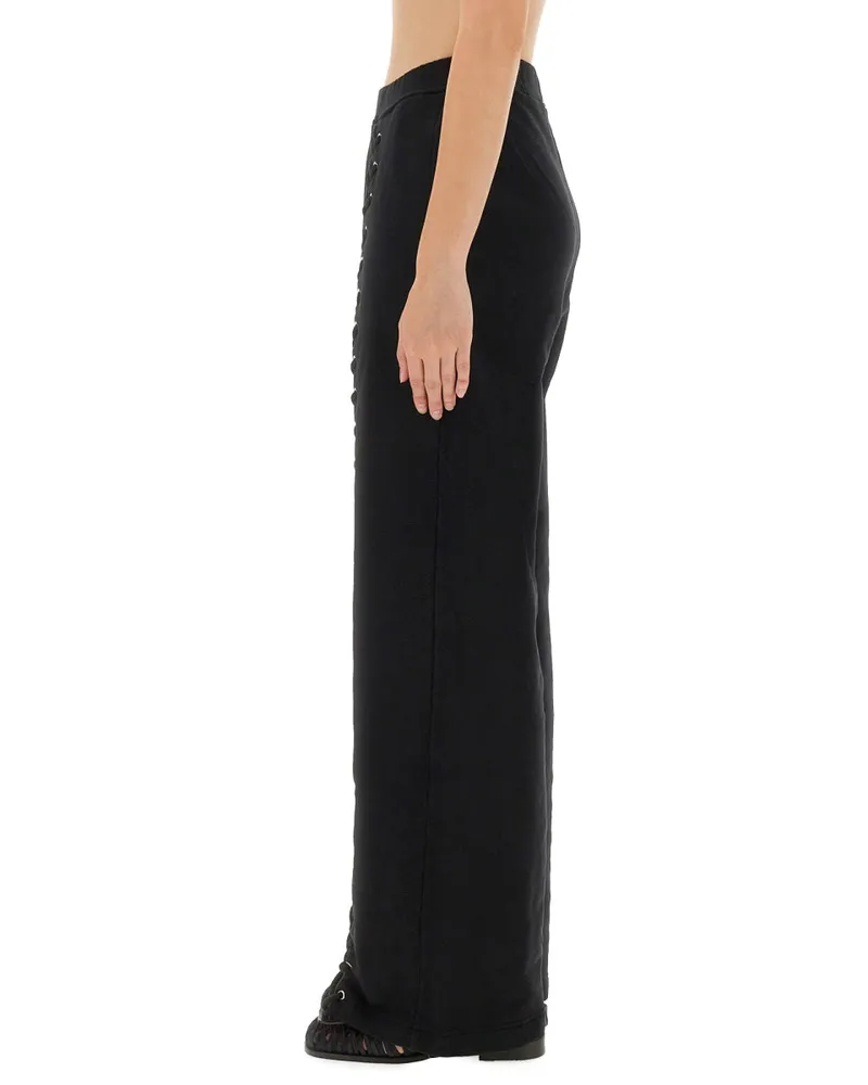 ROTATE Birger Christensen Lace-Up Organic Cotton Trousers — Black Black