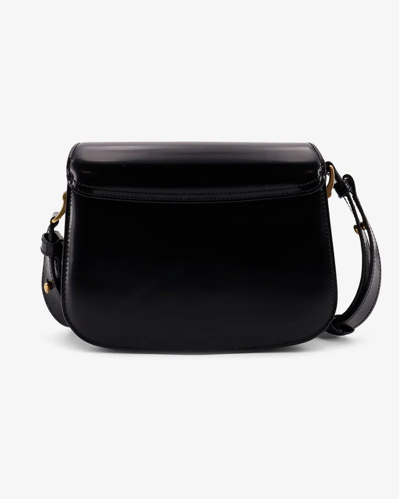 AMI Paris Women's Leather Shoulder Bag With Metal Logo Black Handbags Hand Black