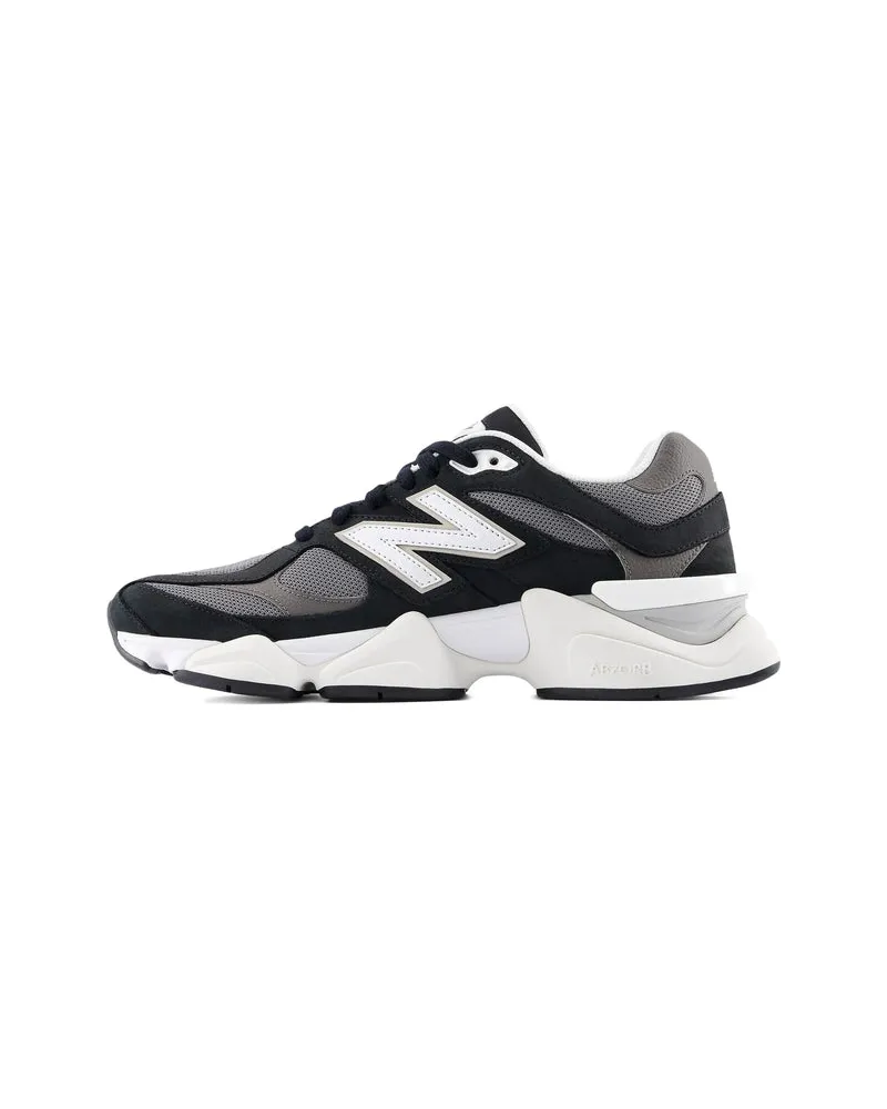 New Balance Calf Suede and Fabric Panelled Sneaker — Black Black