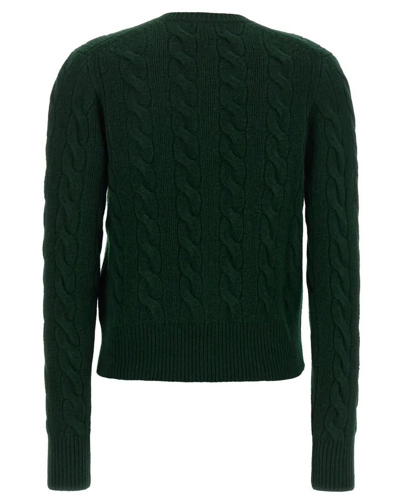 Ralph Lauren Braided Wool-Cashmere Cardigan — Forest Green Forest