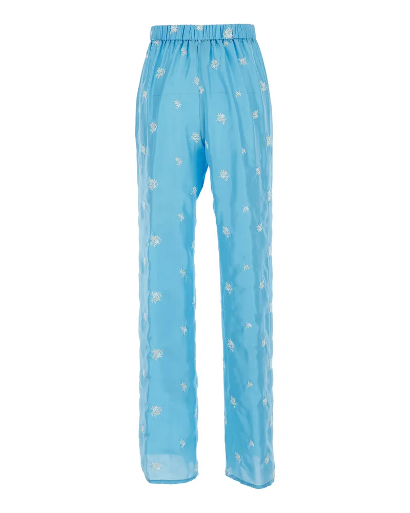 forte_forte Women's Silk Trousers Light Blue Blue