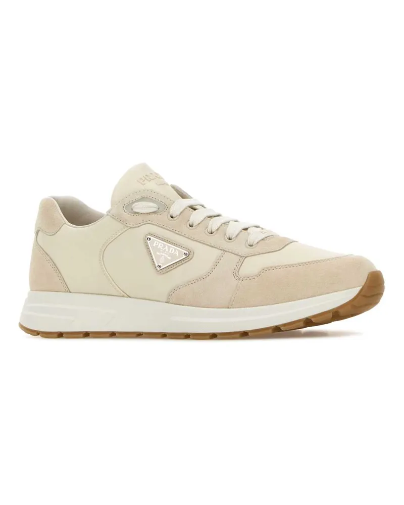 Prada Men's Sand Re-Nylon And Suede Prax Sneakers Avorio Beige