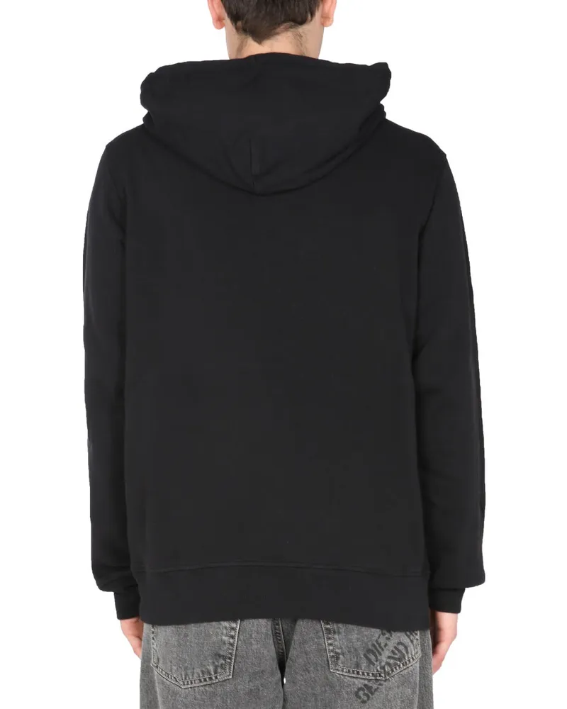Diesel Cotton Drawstring Hoodie — Black Black