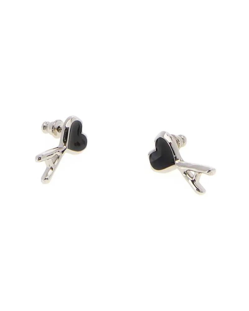 AMI Paris Heart Stud Earrings — Black Black