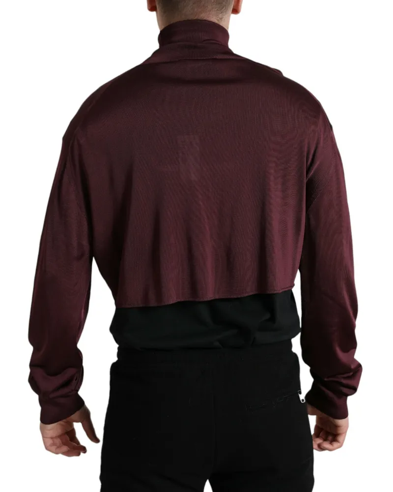 Dolce & Gabbana Men's Maroon Viscose Turtleneck Pullover Sweater Clothing Maroon