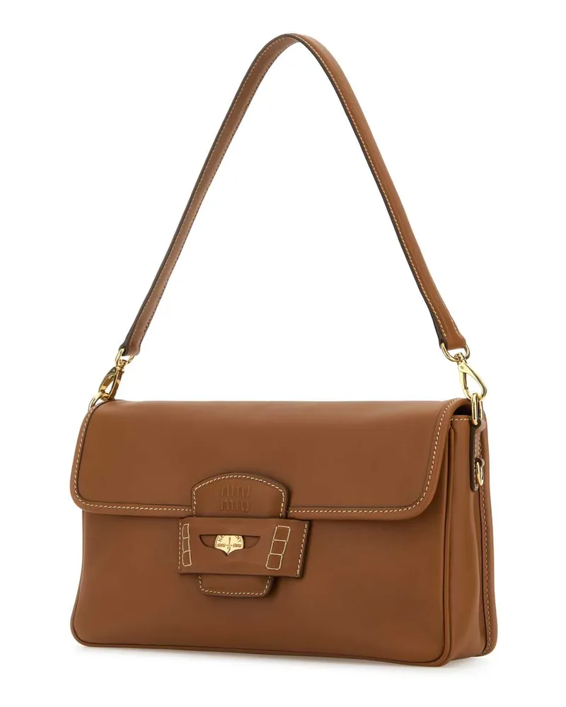 Miu Miu Women's Caramel Leather Penny Shoulder Bag Cognac Borse A Mano Brown