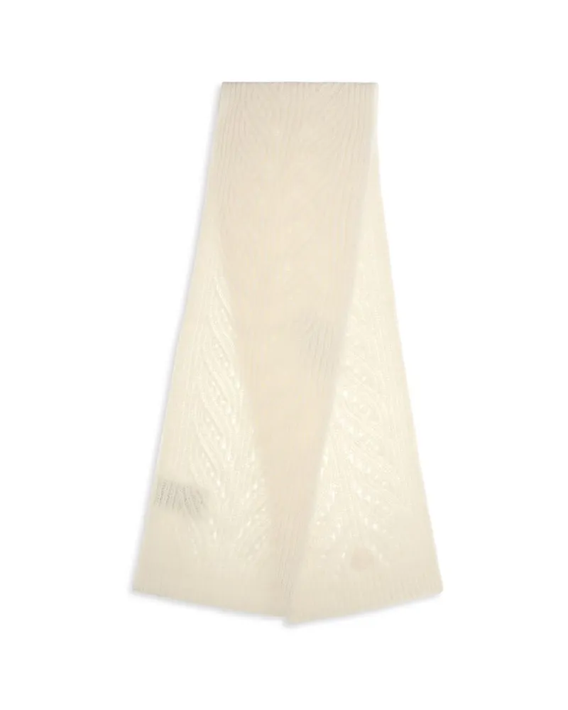 Moncler Wool-Blend Ribbed Knit Scarf — Beige Beige