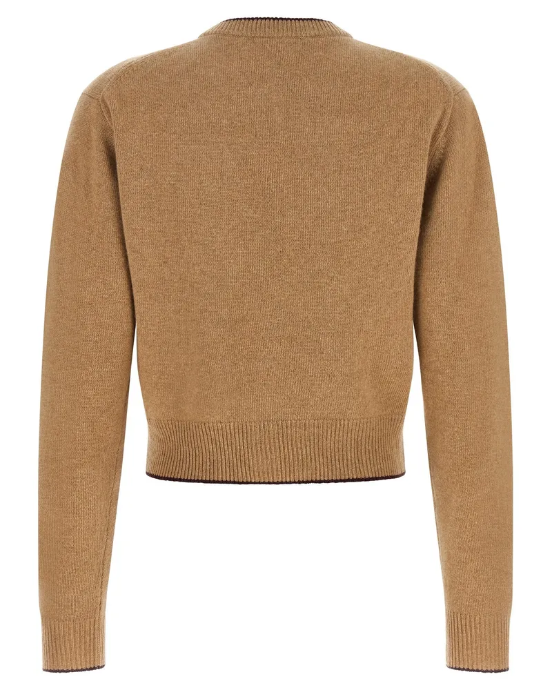 Chloé Heart-Embroidered Wool Cashmere Cardigan — Camel Camel