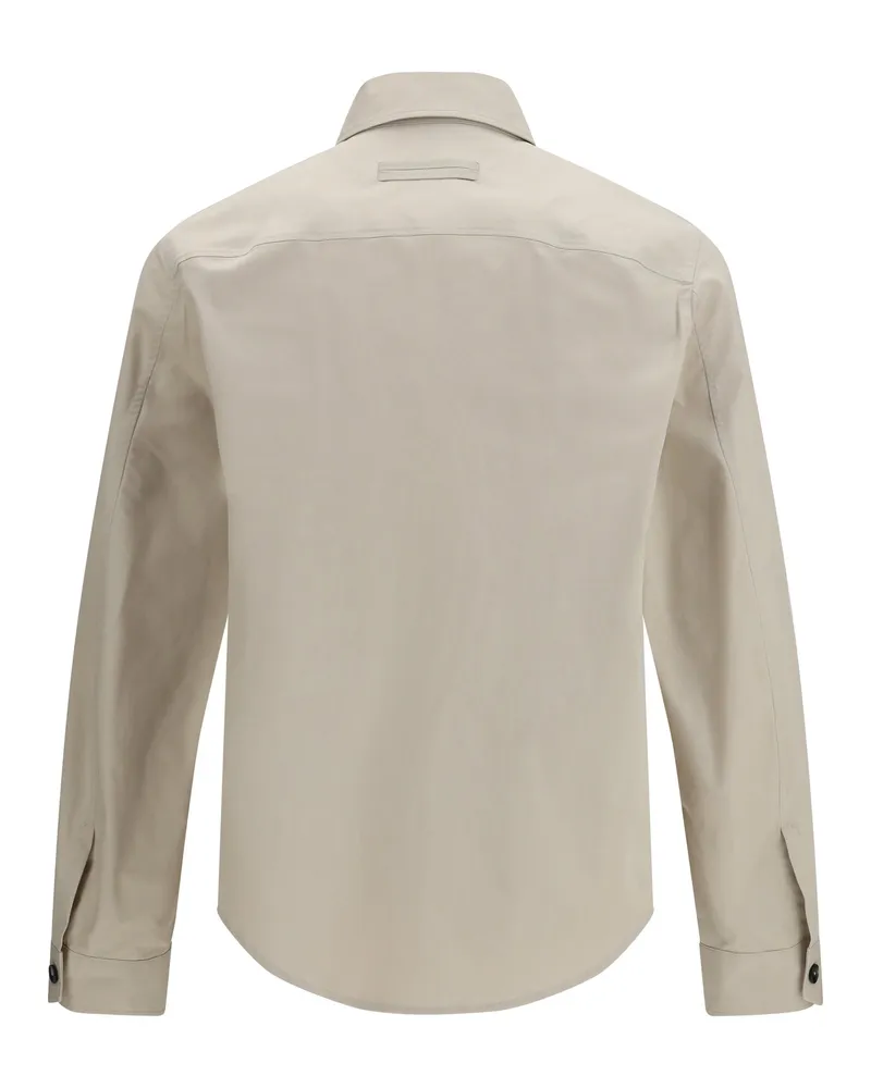 Ermenegildo Zegna Men's Linen Wool And Silk Shirt Jacket 054 Beige
