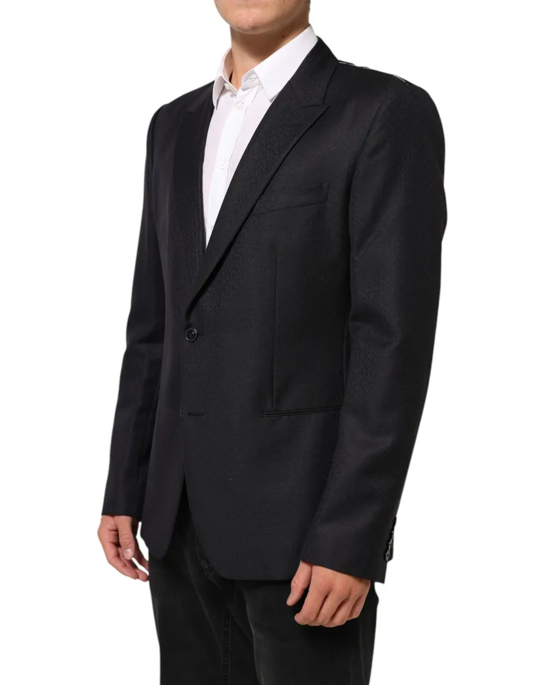 Dolce & Gabbana Black Wool 2 Buttons Suit Jacket Men Blazer Wm+wo Black