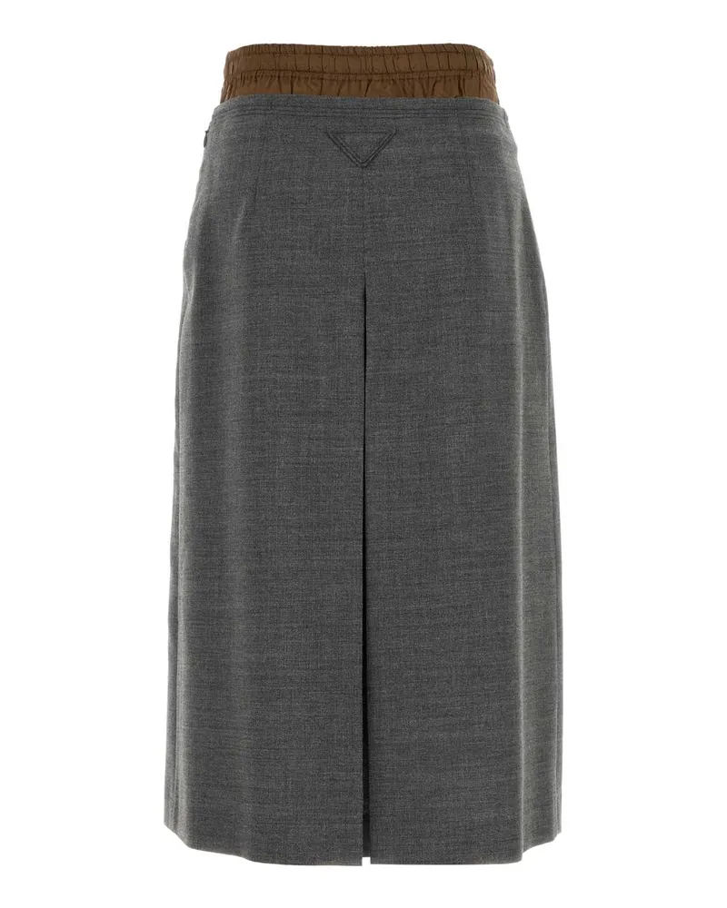 Prada Women's Dark Grey Wool Skirt Ardesia Gonne Gray