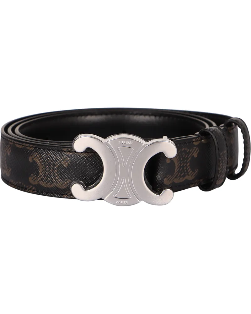 Celine Men's Triomphe Fabric Belt Black Polyurethane Black