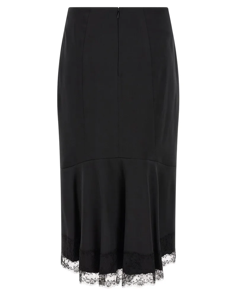 Ermanno Scervino Lace-Trimmed Longuette Skirt — Black Black