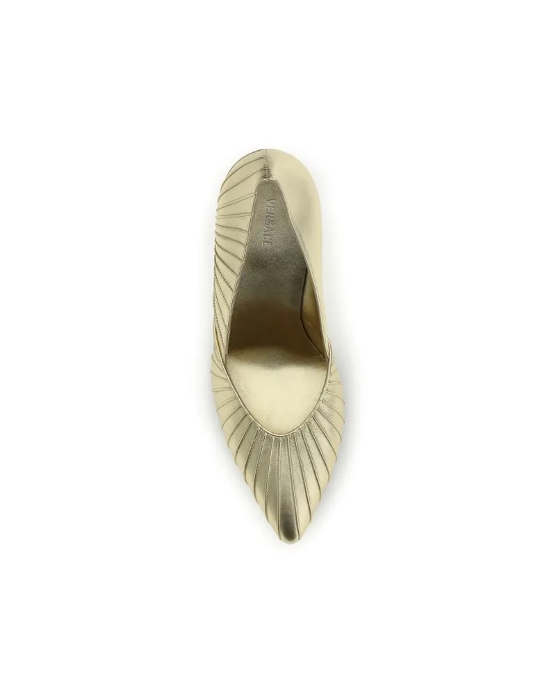Versace Metallic Calf Leather Pump — Gold Gold
