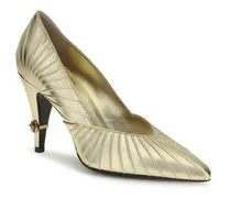 Metallic Calf Leather Pump — Gold