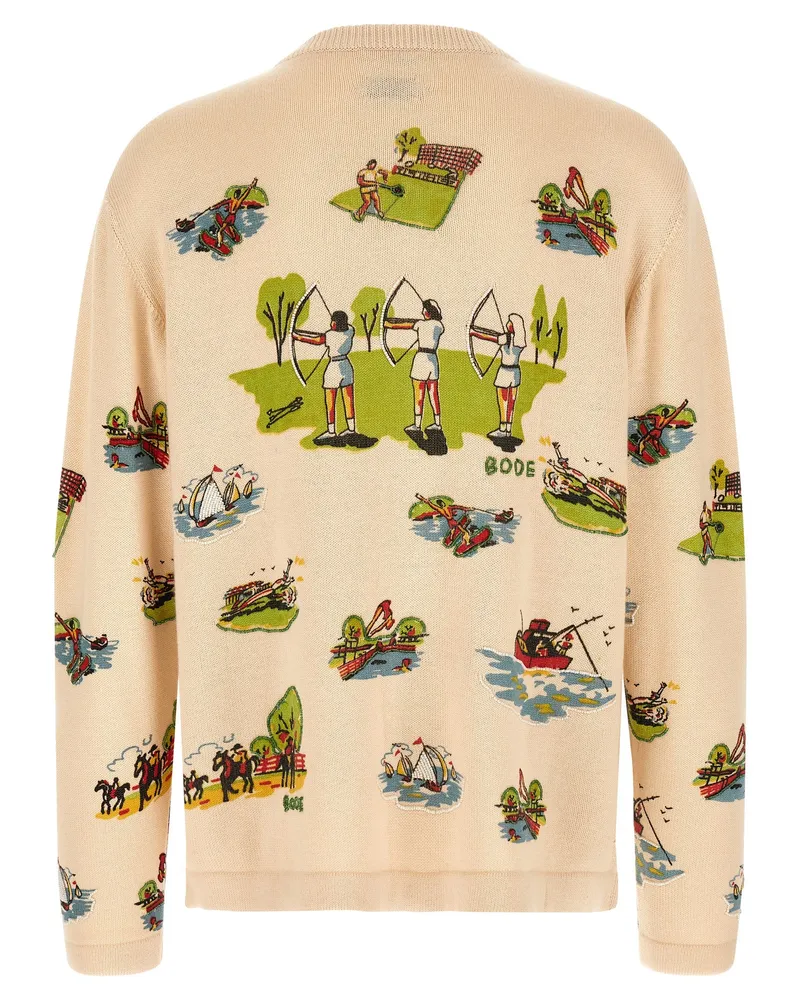 BODE Men's Multicolor Merino Wool Cardigan Clothing Beige