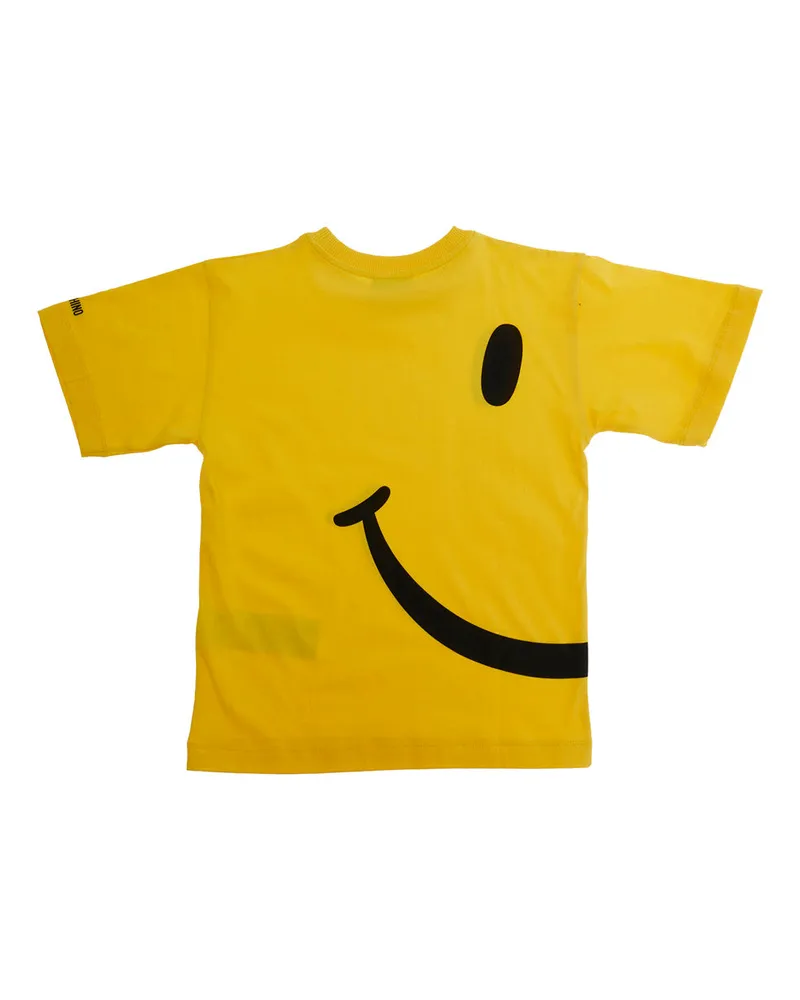 Moschino Girls' T-Shirt Smile Maxi Print Yellow Cotton T-Shirts And Polos Yellow
