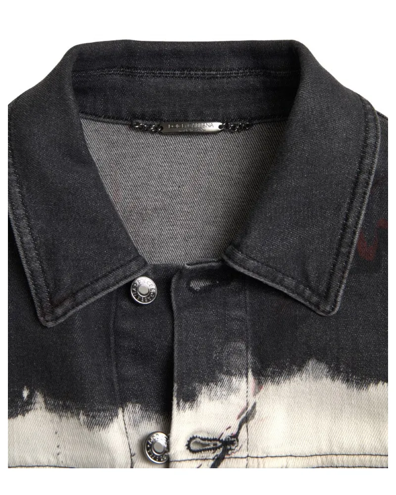 Dolce & Gabbana Men's Multicolor Cotton Collared Denim Jacket Elastane Clothing Multicolor