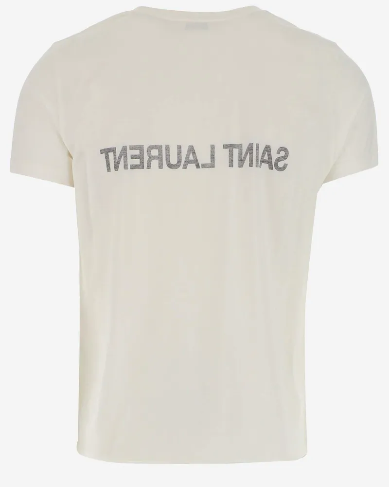 Saint Laurent Logo-Printed Cotton T-Shirt — White White