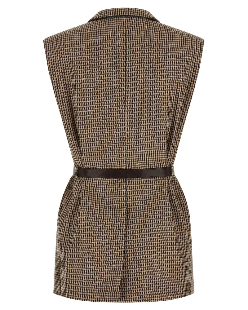 Brunello Cucinelli Women's Beige Virgin Wool Sleeveless Jacket Clothing Beige
