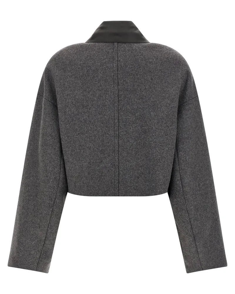 SPORTMAX Women's Gray Virgin Wool Full-Length Jacket Clothing Gray