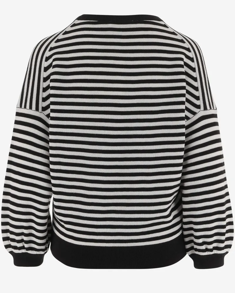 Bruno Manetti Women's Knit Top Cotton Striped Black Sweater Black