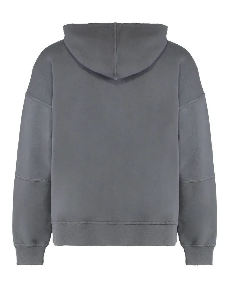 Golden Goose Men Full-Zip Cotton Hoodie Gray Top Gray