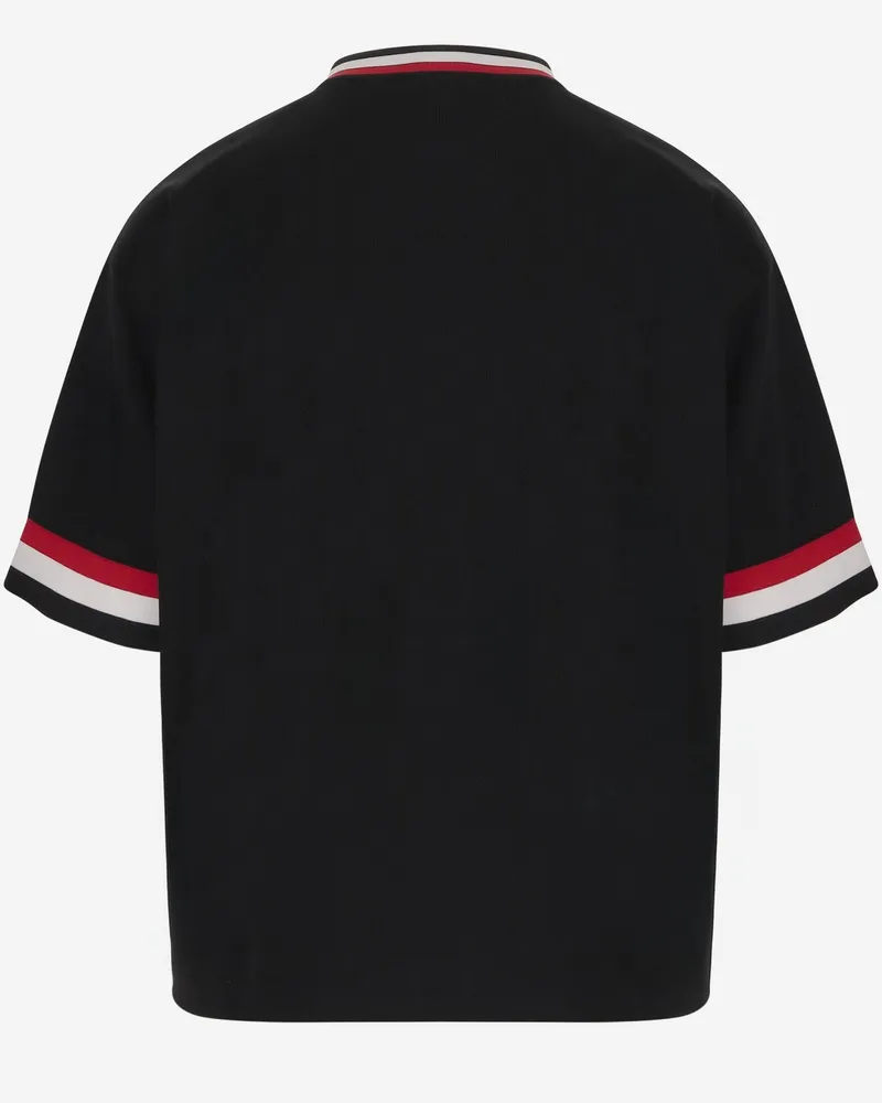 ICECREAM Logo-Embroidered V-Neck T-Shirt — Black Black