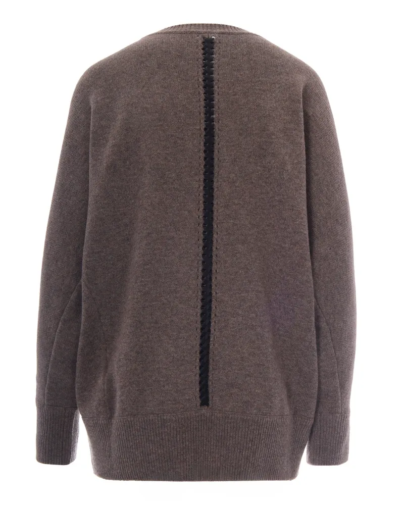 P.A.R.O.S.H. P.A.R.O H. Contrast Braided-Insert Wool Cashmere Sweater — Gray Gray
