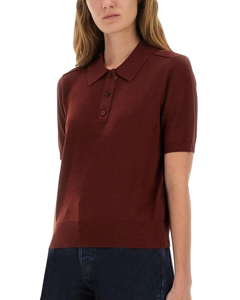 Burberry Wool Polo — Burgundy Burgundy