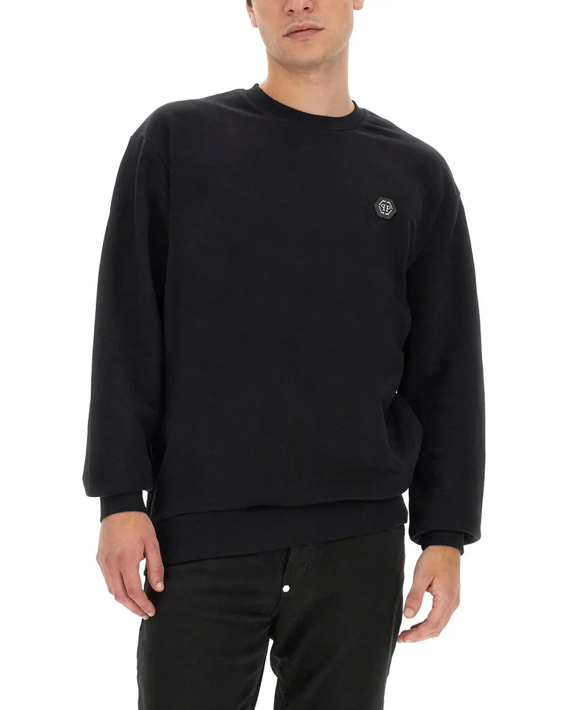 Philipp Plein Rhinestone Logo Sweatshirt — Black Black