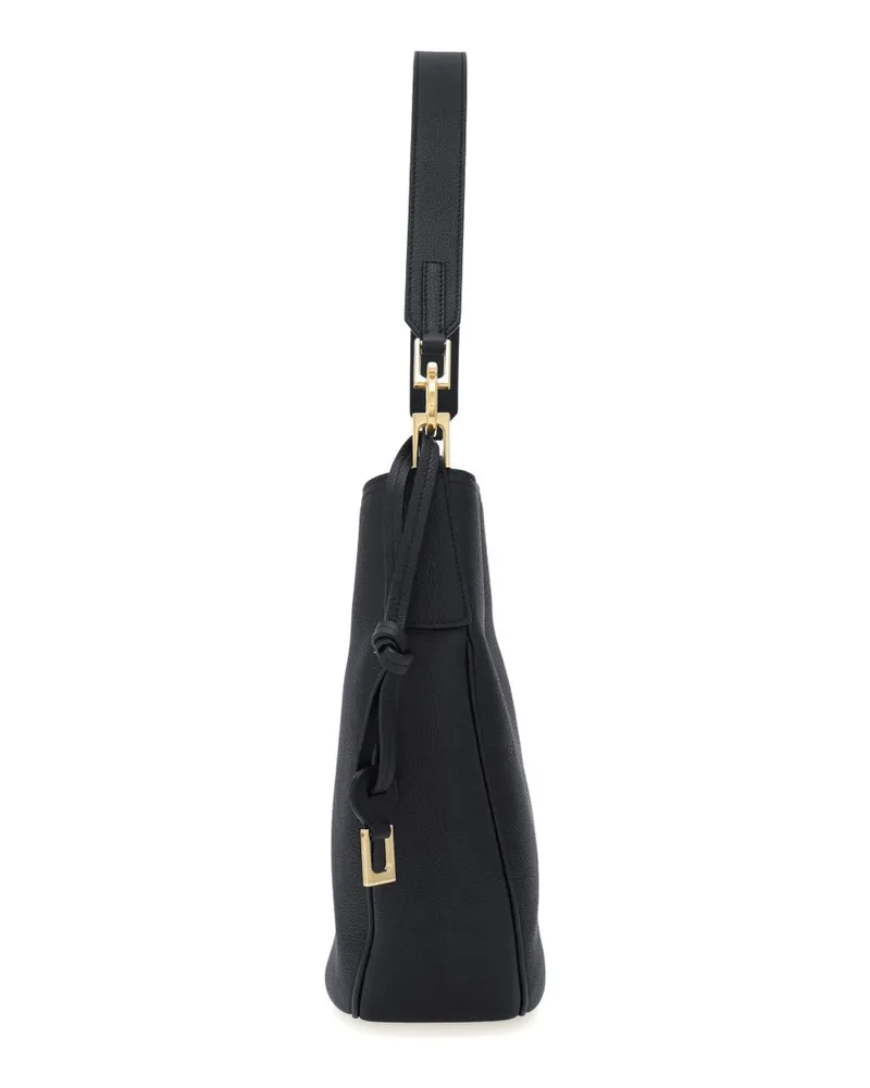 Ferragamo Hammered Calfskin Hobo Bag — Black Black