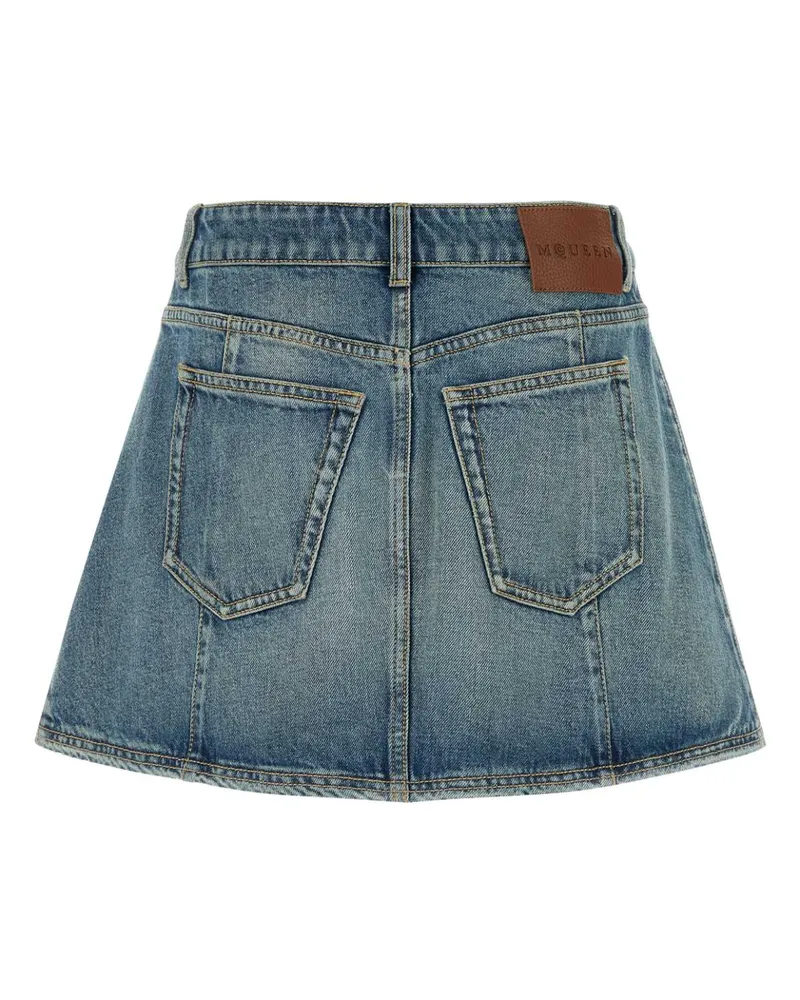 Alexander McQueen Women's Denim Mini Skirt Indigostonewashed Exterior: Cotton Gonne Blue
