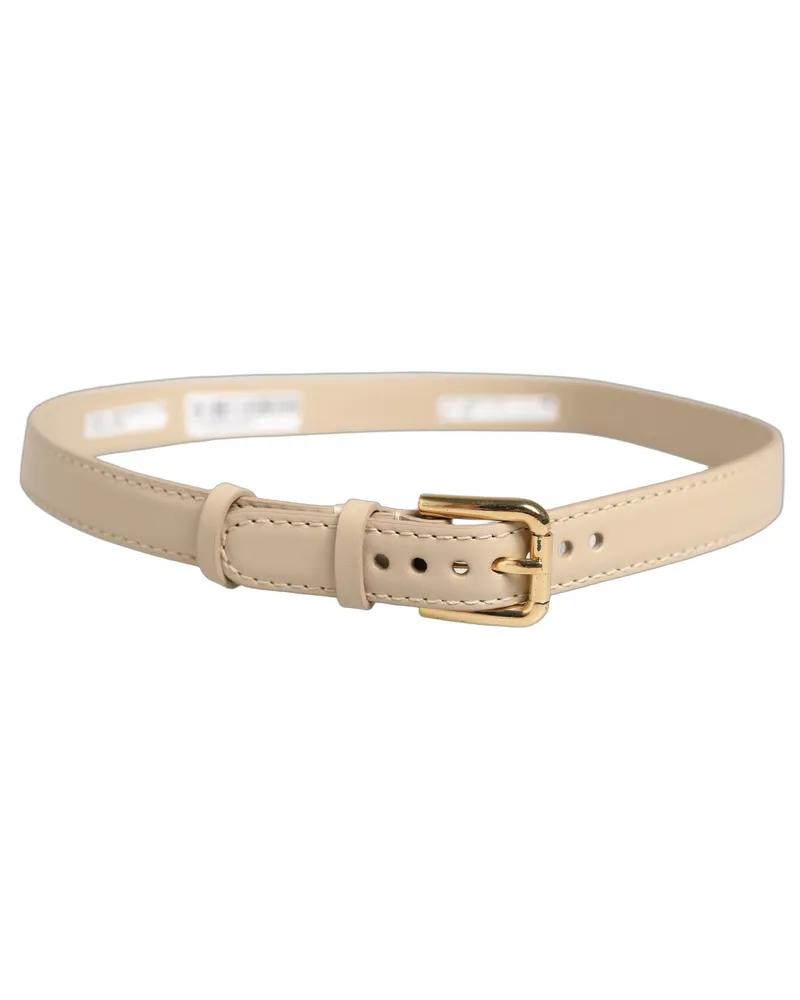 Dolce & Gabbana Croc-Embossed Leather Belt — Beige Beige