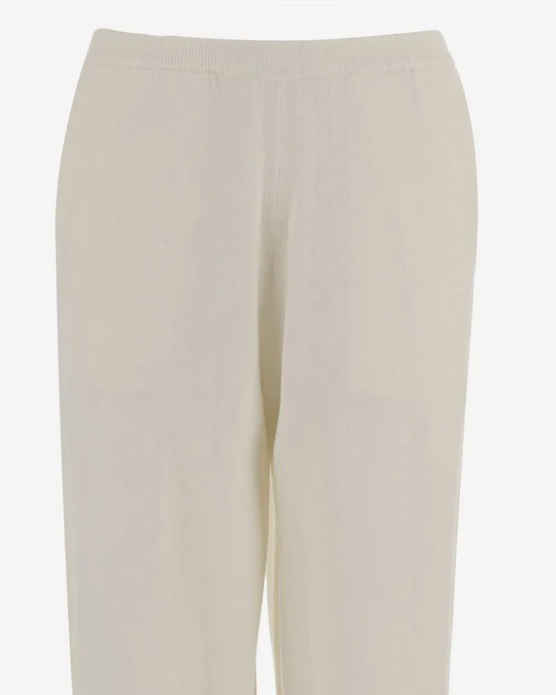 ALLUDE Women Wool And Cashmere Pants White Virgin Trousers White