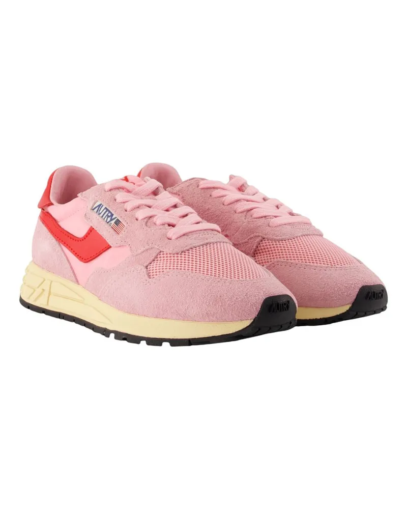AUTRY Women's Reelwind Low Trainers -  Leather Pink Calfskin Shoes Sneakers Pink