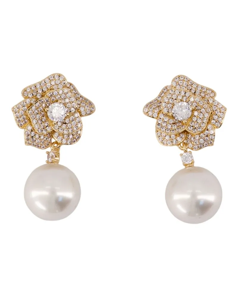 Self-Portrait Women's Mini Flower Pearl Earrings Self Portrait Metal Gold Jewelry-Watches Gold
