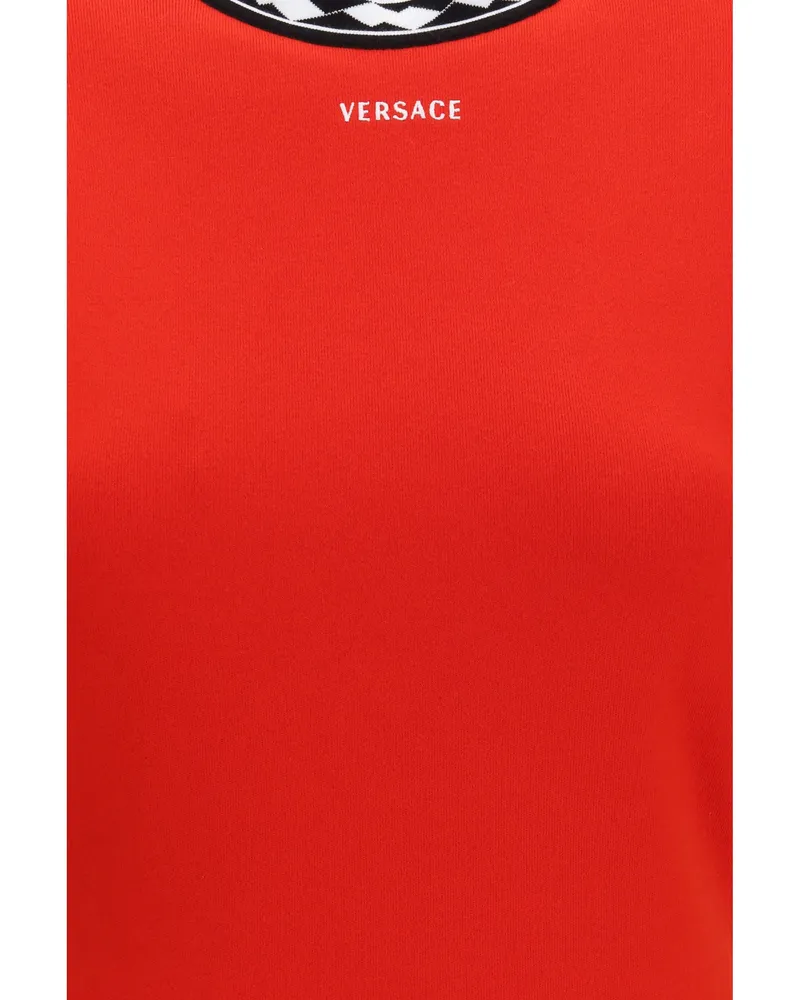 Versace Women's Cotton Knit Mini Dress Scarlet Red