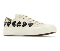 Comme Des Garcons Play Heart-Embroidered Canvas Sneakers — White