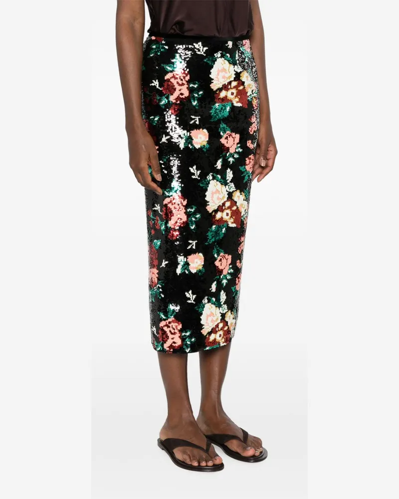 forte_forte Sequin Floral Skirt — Black Black