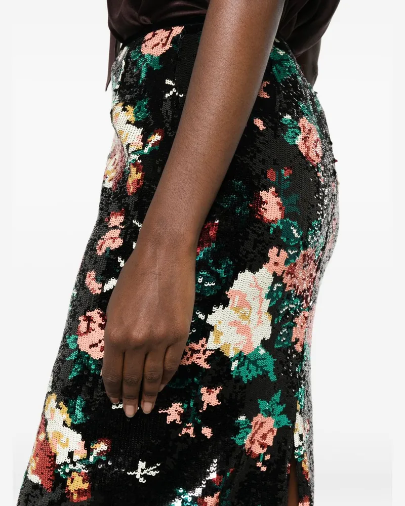forte_forte Sequin Floral Skirt — Black Black