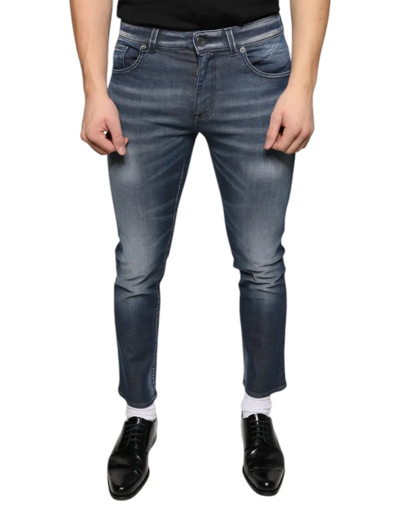 Dolce & Gabbana Men's Dark Blue Washed Cotton Skinny Denim Jeans Elastane Clothing Blue