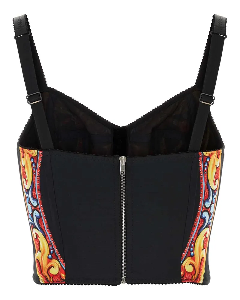 Dolce & Gabbana Women's Printed Charmeuse Top Ruote Carretto Fld Exterior: Silk Nylon Elastane Maglie Sweater Black