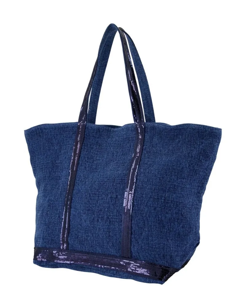 Vanessa Bruno Women's L Zippe Tote Blue Linen Blue