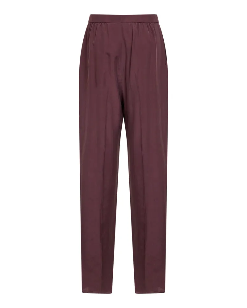 Saint Laurent Women's Silk Trousers Aubergine Bordeaux Purple