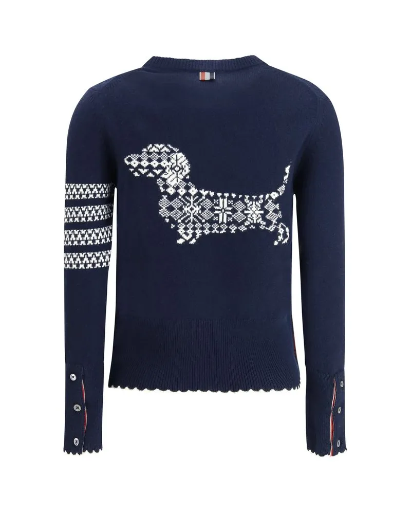 Thom Browne Women Blue Wool Oves Aries Sweatshirt Clothing Blue