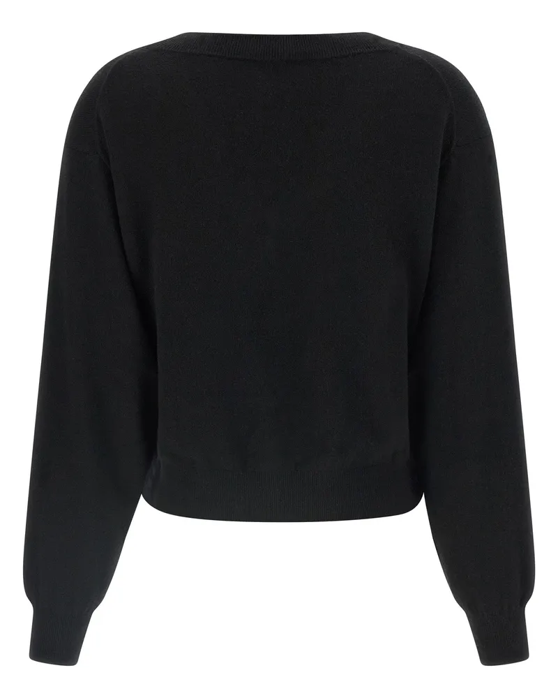 NUDE Knotted V-Neck Sweater — Black Black